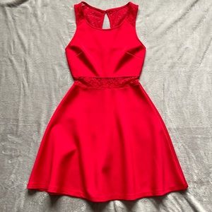 Red lace cocktail dress